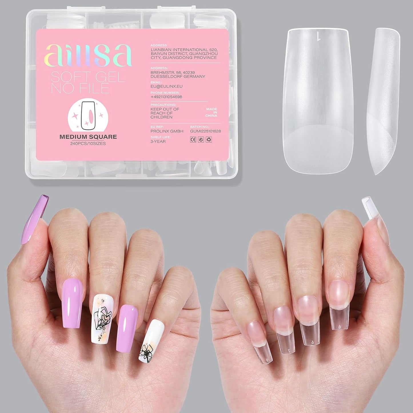 Almond Nail Tips - 450pcs Soft Full Cover Gel Nails | Pre-shaped Press-On Extensions in 15 Sizes for Beginners
