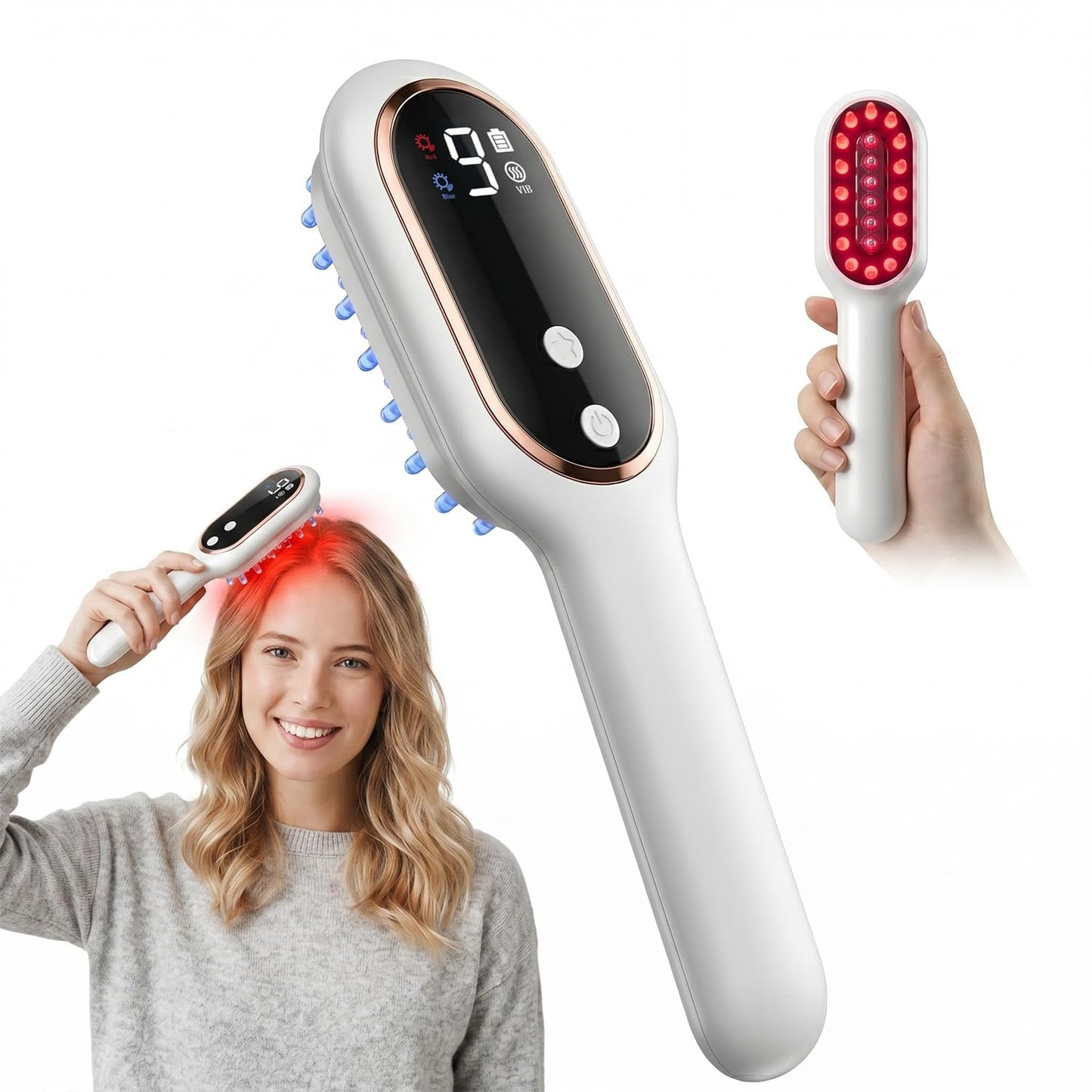 Red Light Therapy Device - 650Nm Cordless Laser Brush for Hair Growth | Portable Scalp Treatment for Men & Women