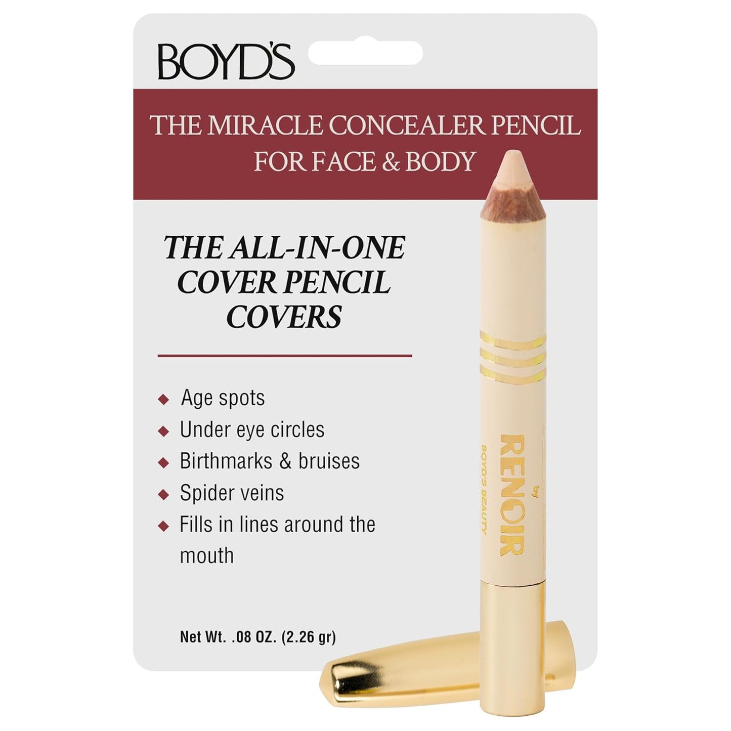 Renoir Concealer Pencil - Precision Coverage for Dark Circles & Blemishes | Brightening, Crease-Resistant Formula