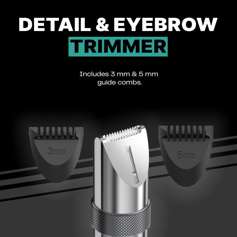 Conair Men Ear, Nose and Eyebrow Trimmer, Patented 360° Bevel Blade for No Pulls, Nicks or Cuts Guaranteed, Nose Hair Trimmer for Men, Non-Slip Grip, 5-Piece Kit with Travel Case