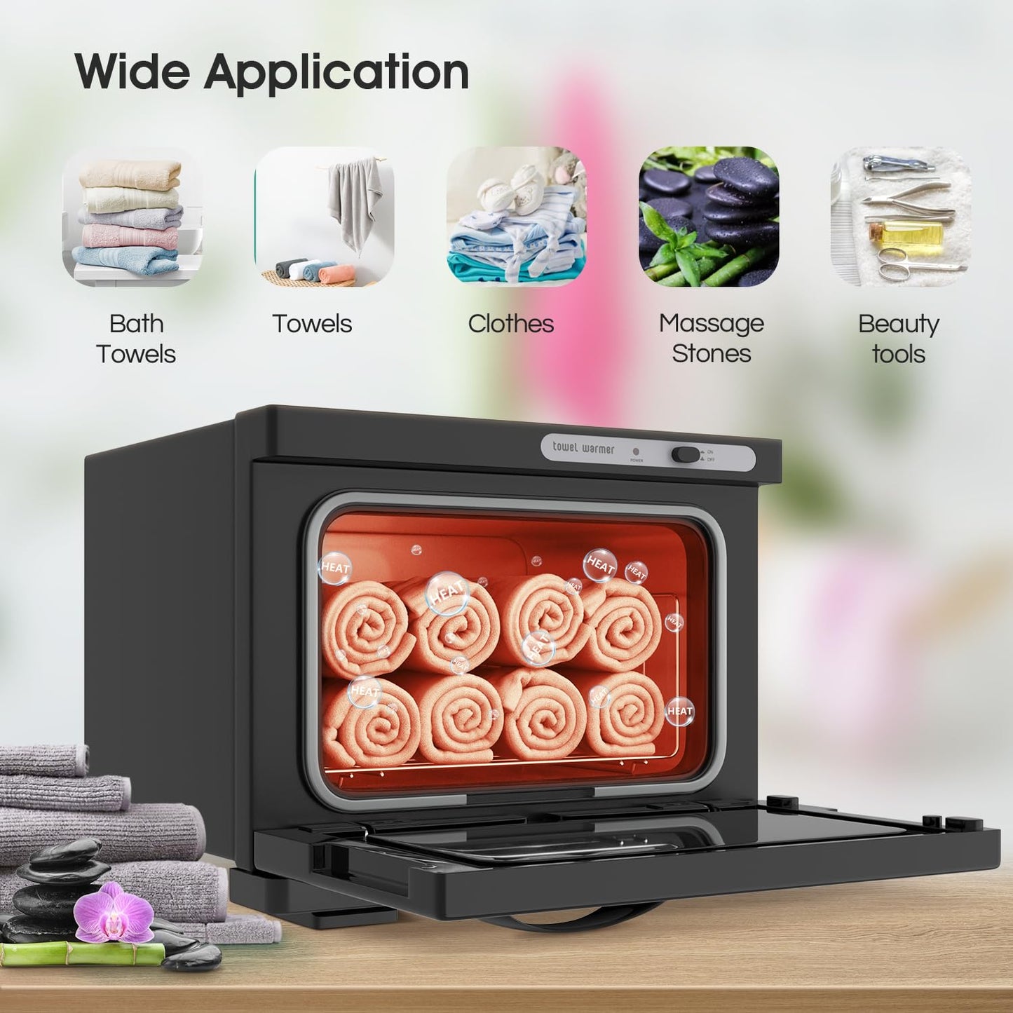 Towel Warmer Cabinet - 8L Hot Spa Towel Heater for Facial, Hair, and Salon Use | Black Finish