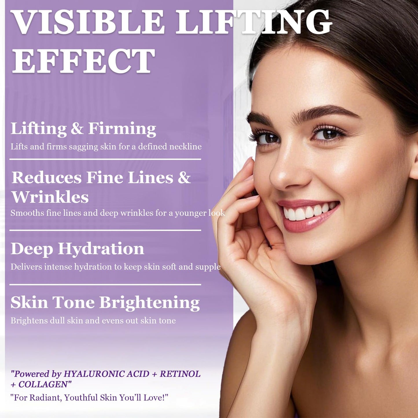 Retinol Serum Cream for Face, Anti Aging Face Moisturizer for Face Tightening and Firming, Day & Night Moisturizing with Collagen, Hyaluronic Acid for Sagging Skin, Wrinkle, 1.7 Fl OZ