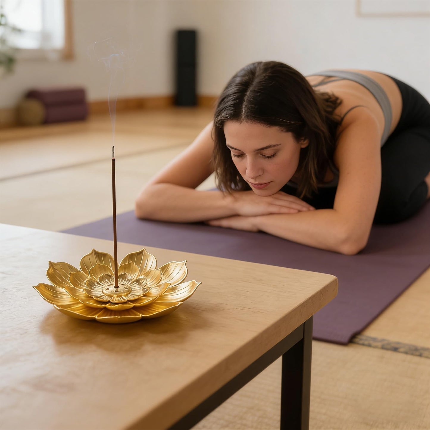 2 Pcs Incense Holder for Sticks, Lotus Incense Burner Holder with Ash CatcherIncense Stick Holders for Meditation Decor Home Yoga Decor Spiritual Decorations(Gold)