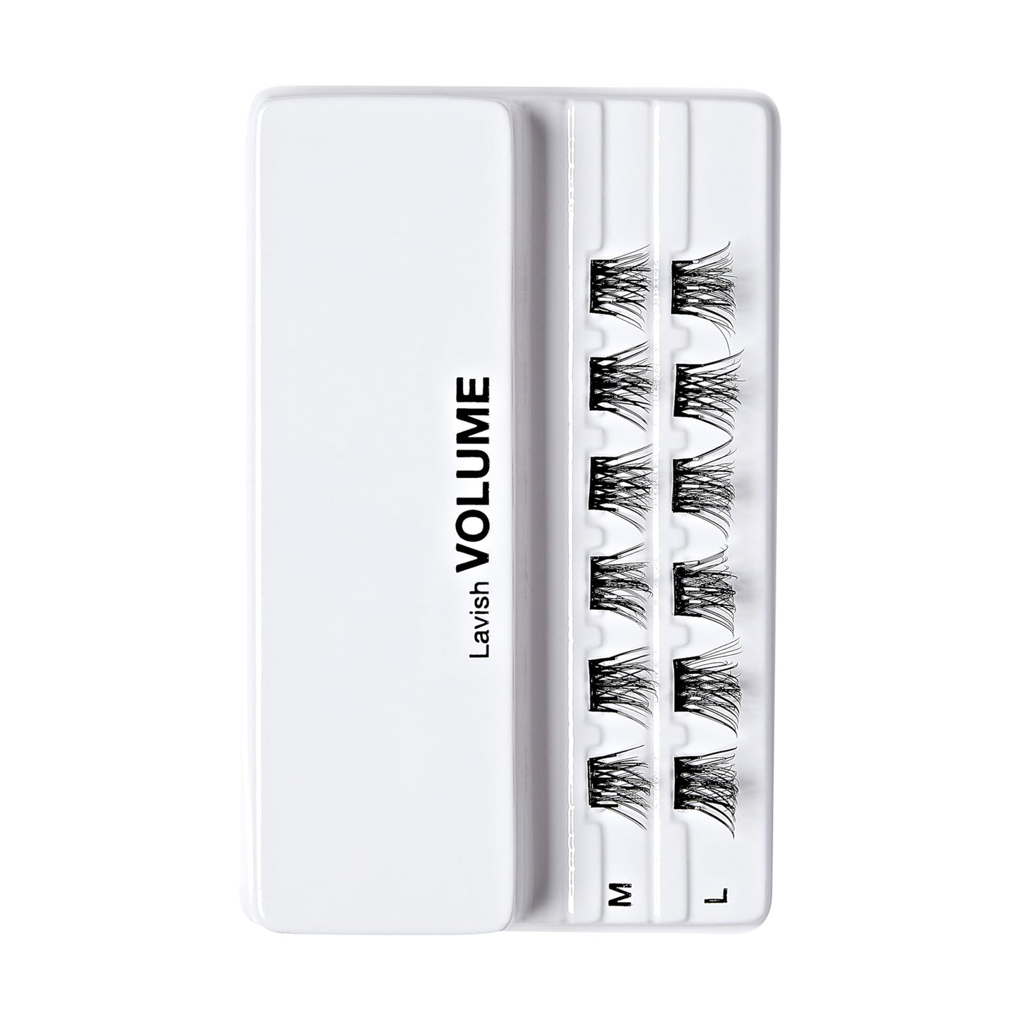 Kiss Impress Falsies Press On Self Adhesive Eyelashes, 12mm - 14mm Glam Volume Press On Lashes, Black, No Glue Needed, Invisible Band, 12 Lash Clusters - Lavish