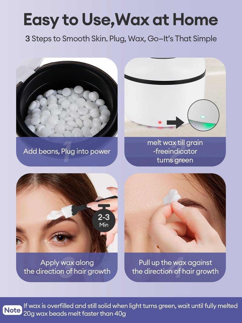Mini Wax Warmer for Hair Removal – Portable Wax Pot for Small Areas: Face, Nose, Eyebrow, Lip, Underarm,Compact Travel Kit for Men and Women