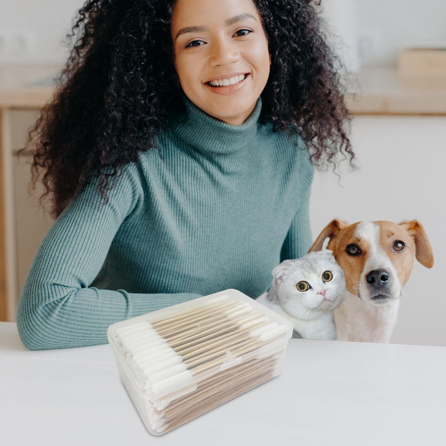 Eyxformula 400 Pcs Long Cotton Swabs for Dogs and Cats – 6 Inch Bamboo Sticks with Soft Cotton Buds for Ear, Eye, and Paw Cleaning – Includes 300 Standard Tips and 100 Extra-Long Tips