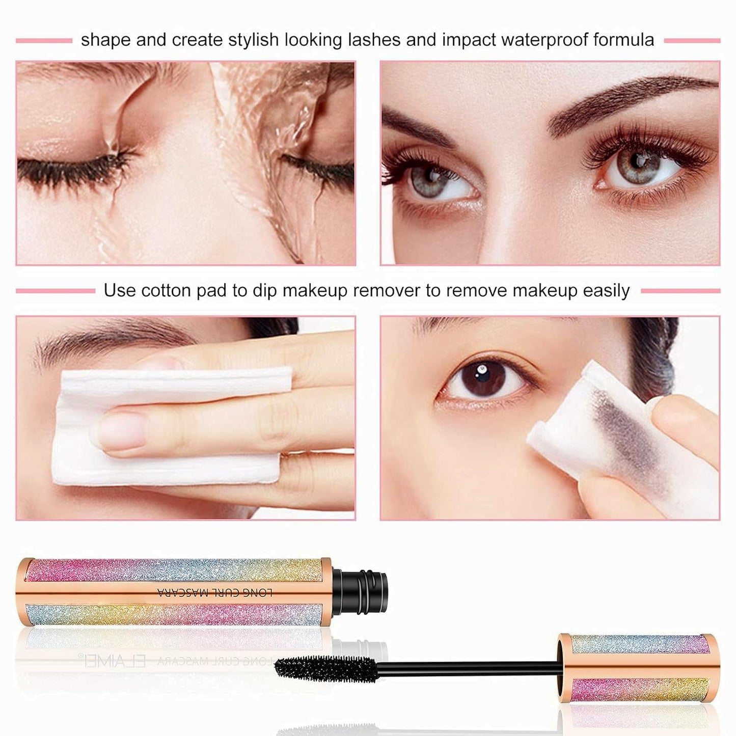 4D Silk Fiber Lash Mascara - Waterproof, Voluminous Black Mascara | Smudge-Proof & Hypoallergenic