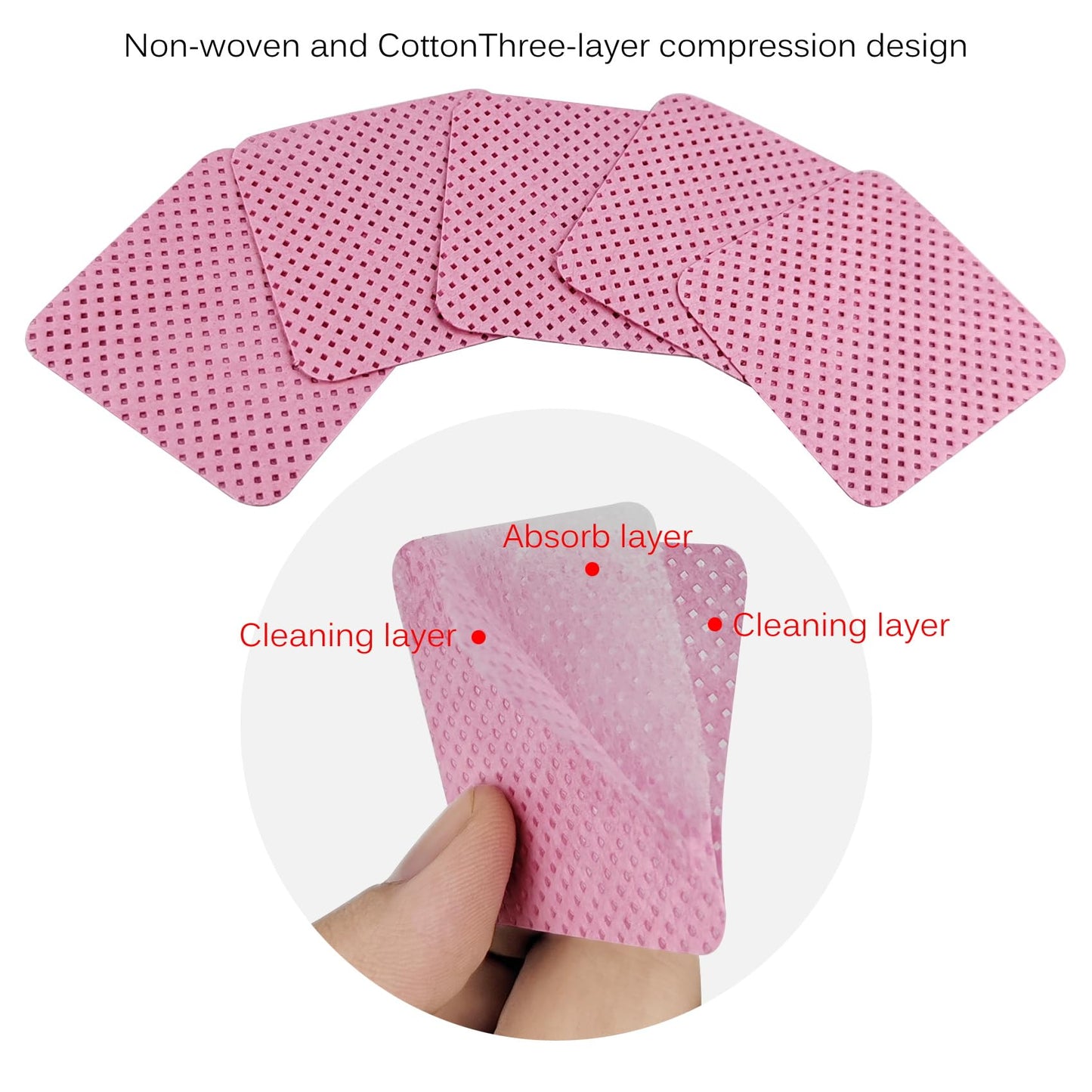 150 Pcs Lint Free Nail Wipes, Non-Woven Nail Polish Remover Pads Nail Polish Wipes for Nail Polish Removal Eyelash Extensions DIY Nail Art Supplies (Pink)
