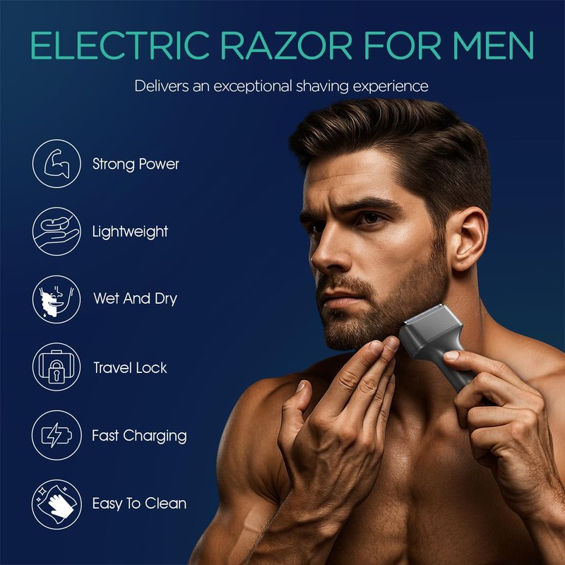 VOYOR Foil Shaver Electric Razor for Men 3 in 1 Shavers for Men with Double Foil Wet & Dry Face Shaver Lightweight Handheld Smooth Shave IPX6 Washable USB-C Rechargeable Travel Razor TX310 (Gray)