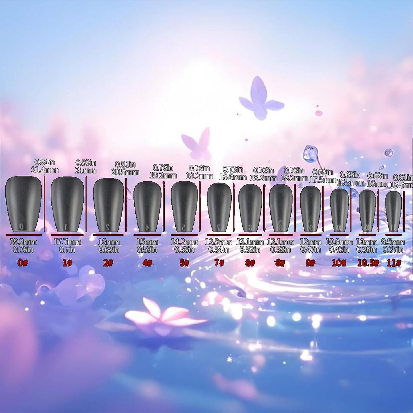 Glossy Purple Glitter French Tip Press-On Nails - Medium Coffin Shape with Rhinestones | 24 Pcs Full Cover Acrylic Set