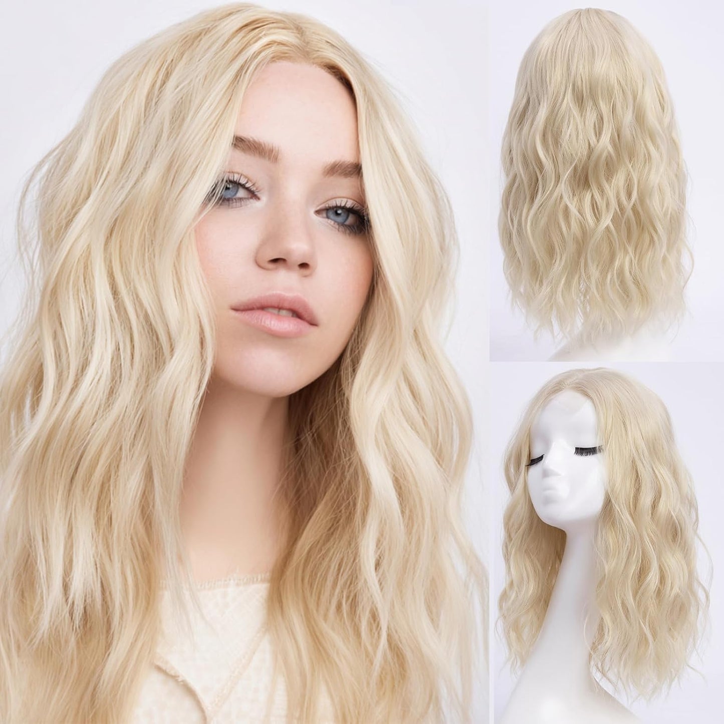 Wavy Wigs for Women - 18 Inch Medium Length Synthetic Wig | Natural Looking & Heat Resistant - Black