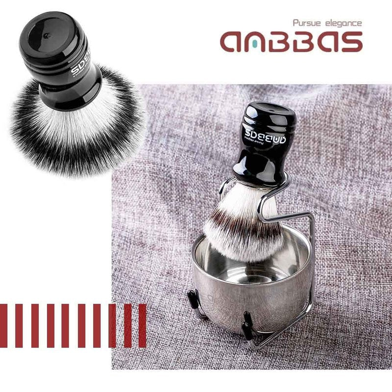 Anbbas Synthetic Badger Shaving Brush,3in1 Kit with Stainless Steel Shaving Stand and Bowl for Men Wet Close Shave