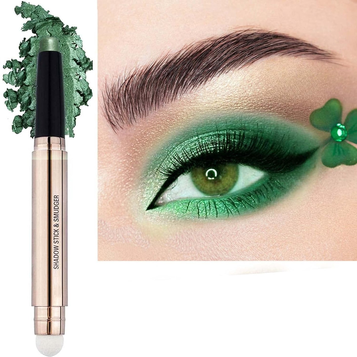Light Gold Eyeshadow Stick - Waterproof Hypoallergenic Crayon Makeup | Long-Lasting Shimmer with Soft Brush