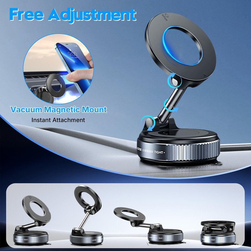 ELESULTRA Magnetic Phone Holder for Car - Suction Cup Phone Mount for Magsafe, Universal 360° Dashboard Phone Holder Vacuum Cell Phone Holders for Your Car/Gym/Mirror Car Mount for iPhone & Android