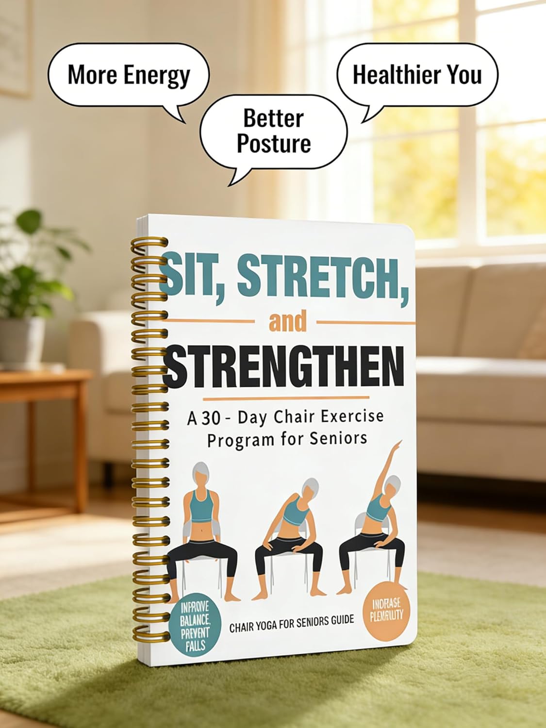 Chair Yoga for Seniors - Gentle Poses for Weight Loss & Mobility | Illustrated Exercise Chart
