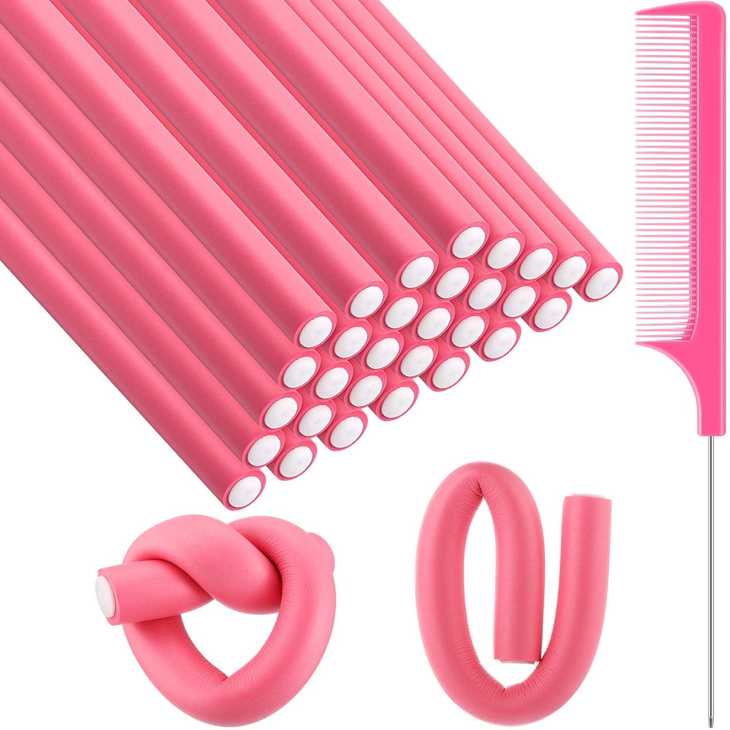 Flexible Curling Rods - 30 Pcs Foam Rollers for No Heat Styling | Dark Blue, 9.45 x 0.55 Inch