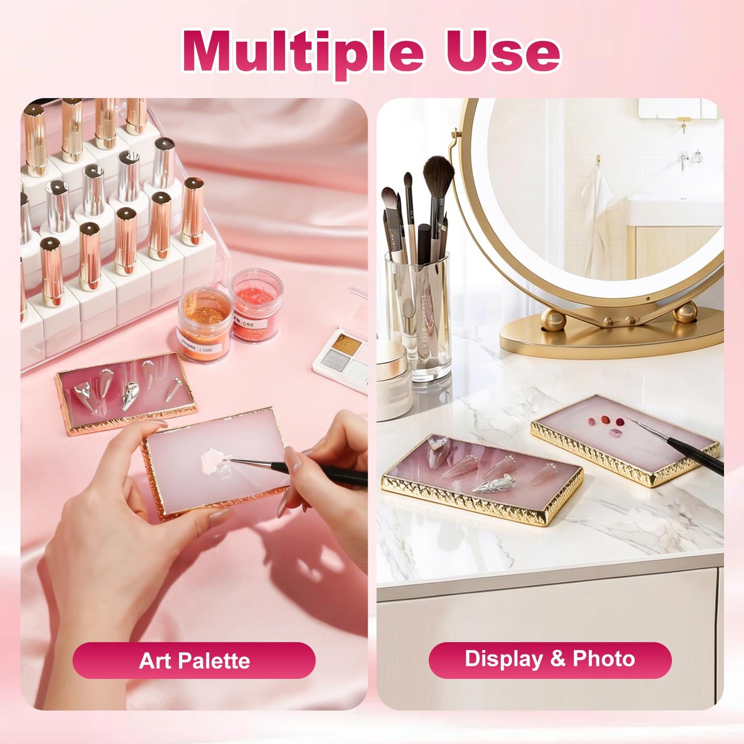 BQAN Resin Nail Art Palette 2 Pack with Gold Edge