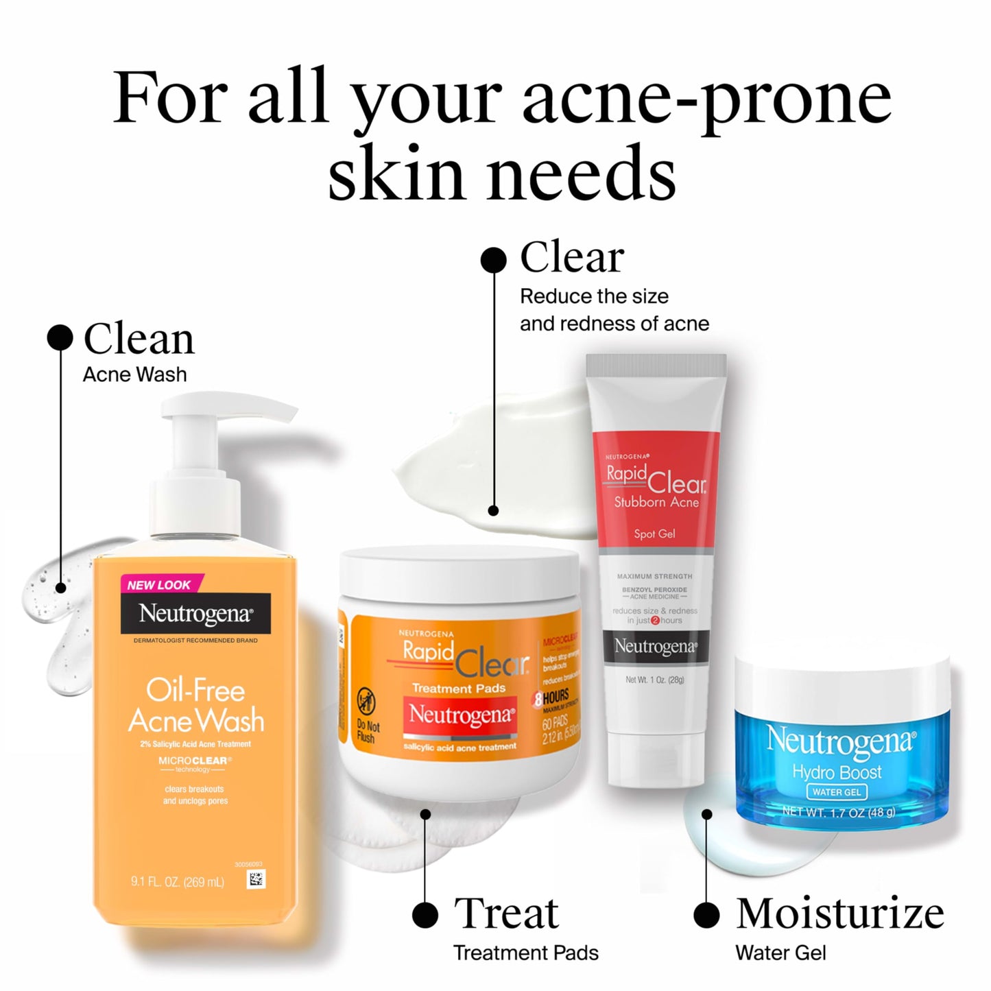Neutrogena Rapid Clear Stubborn Acne Spot Treatment Gel, Maximum Strength 10% Benzoyl Peroxide Treatment Medication for Acne Prone Skin, Pimple Cream Reduces Size & Redness, 1 oz