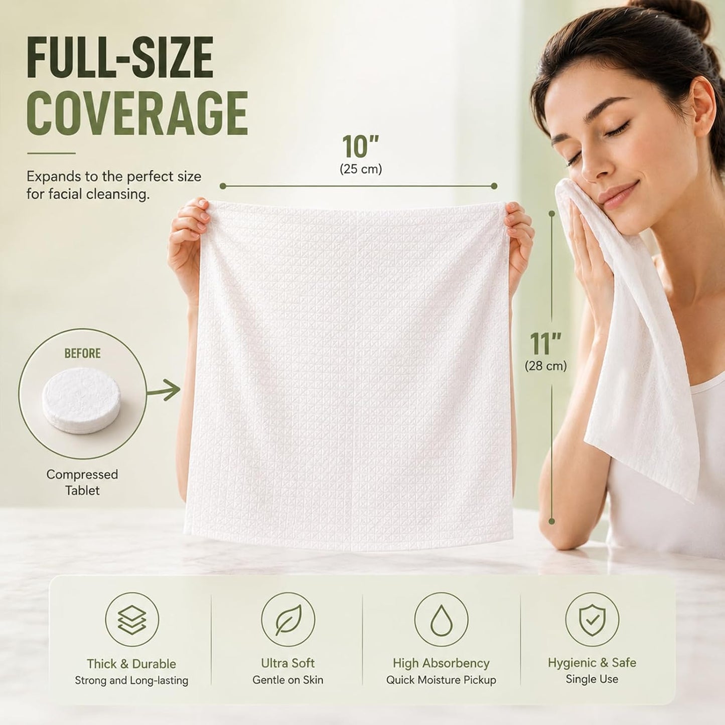 Hot Towel Dispenser Refills - 120 Pcs Disposable Compressed Face Towels for Spa & Home Use