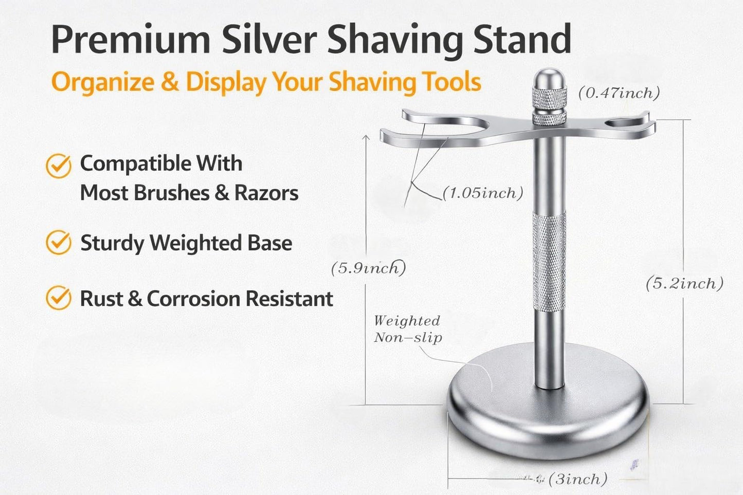 Men's Shaving & Grooming Set, Double Edge Safety Razor, Shaving Brush, Razor & Brush Stand,10 Blades, Shaving Bowl, Valentine Gift For Men, Gift for Fathers/Dads (Silver)