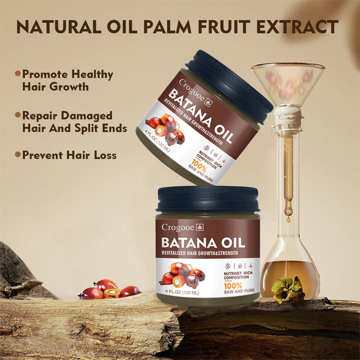 Unrefined Batana Oil For Hair Growth-Authentic & Organic Batana Hair Mask Natural Hair Growth Oil Jarhair Care Comfort Strength Hairgrowthoil 4 Oz