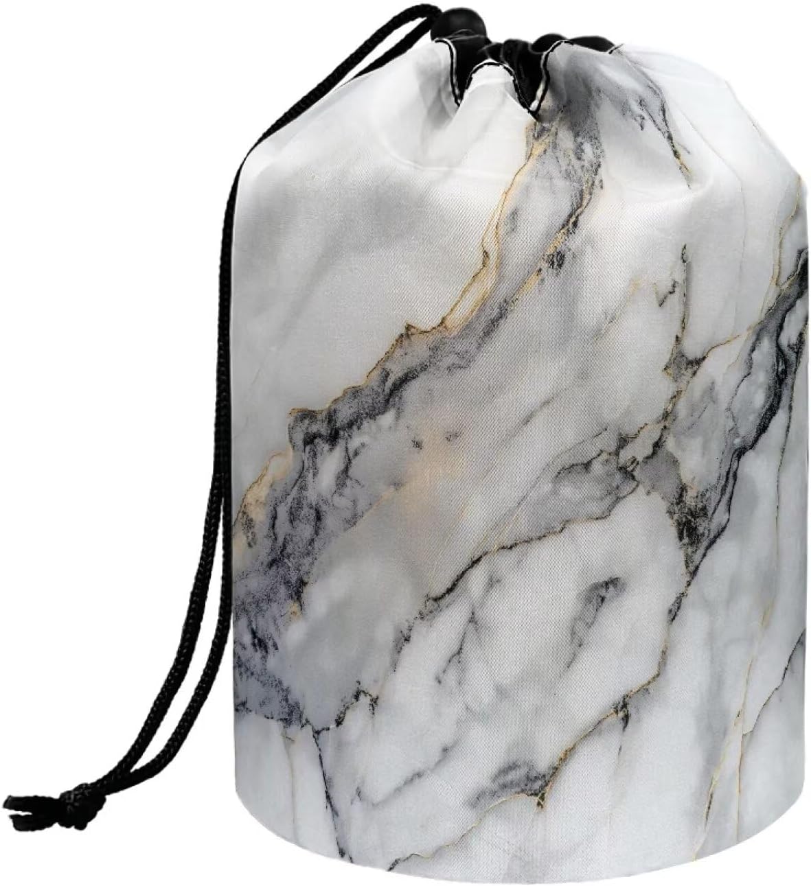 Peach Blossom Blue Cosmetic Bag for Women - Portable Drawstring Makeup Organizer | Collapsible Toiletry Storage