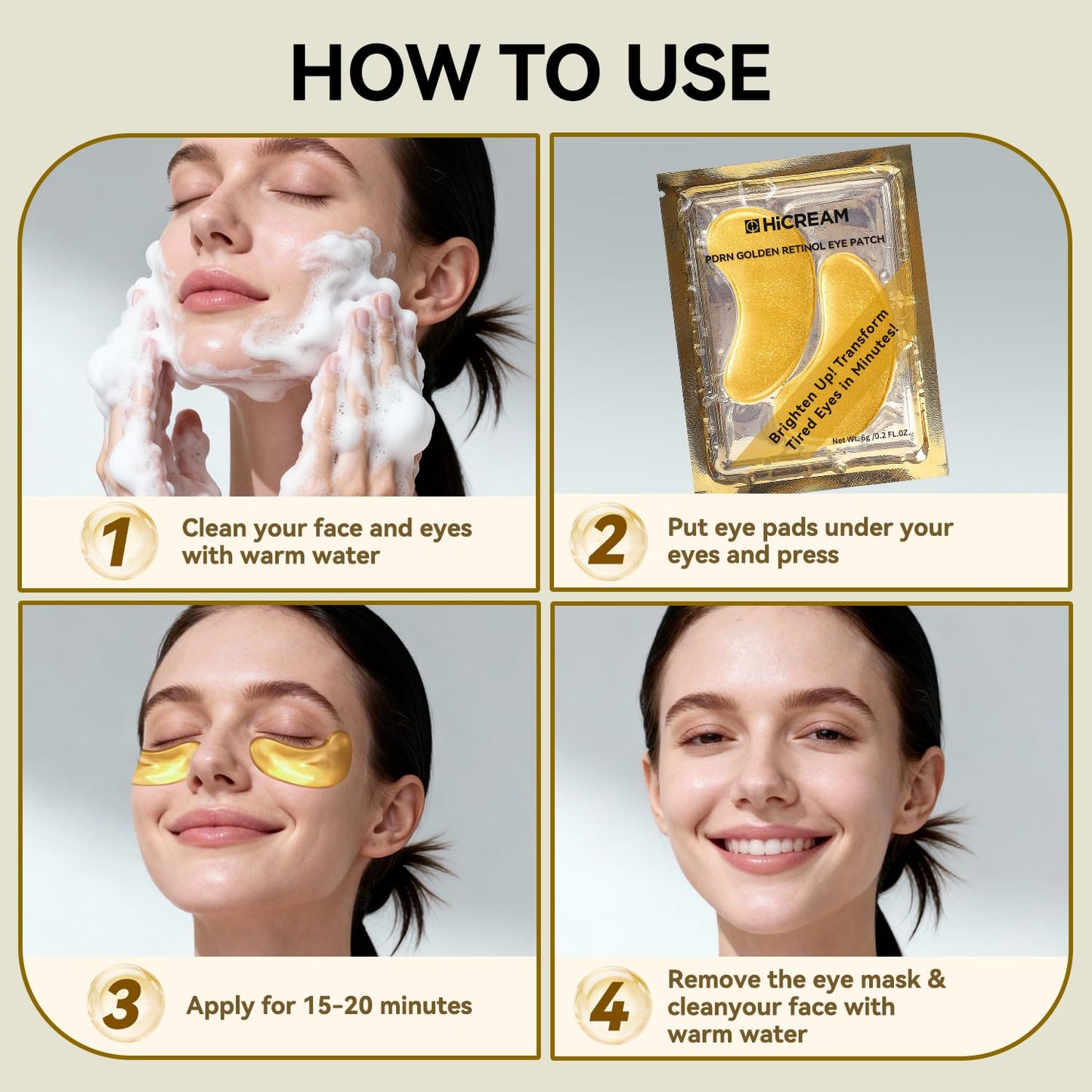 PDRN Under Eye Patches, 25 Pairs Retinol & Caffeine Eye Mask, Collagen Hydrating Eye Pads for Dark Circles, Puffy Eyes & Wrinkles – Eye Treatment Skincare Gift for Men & Women