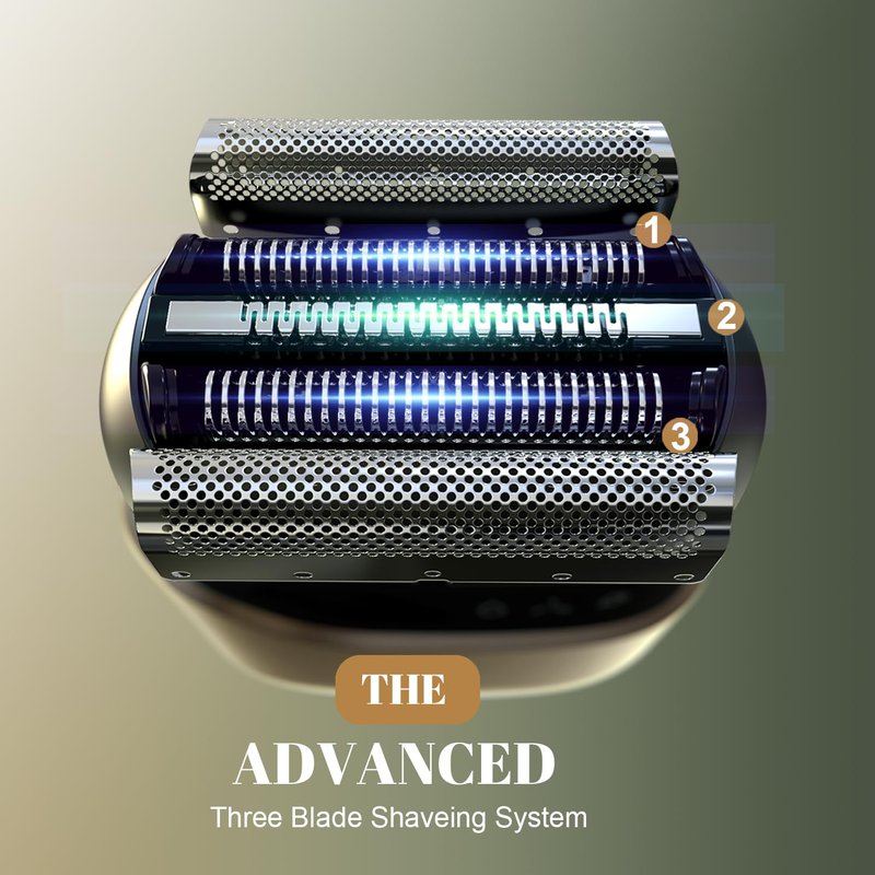 Tulzim Electric Foil Shaver for Men: Cordless Electric Razor for Face & Beard - 3 Floating Blades, 100-Min Runtime, USB-C Fast Charge, IPX7 Waterproof for Travel,Matte Brown