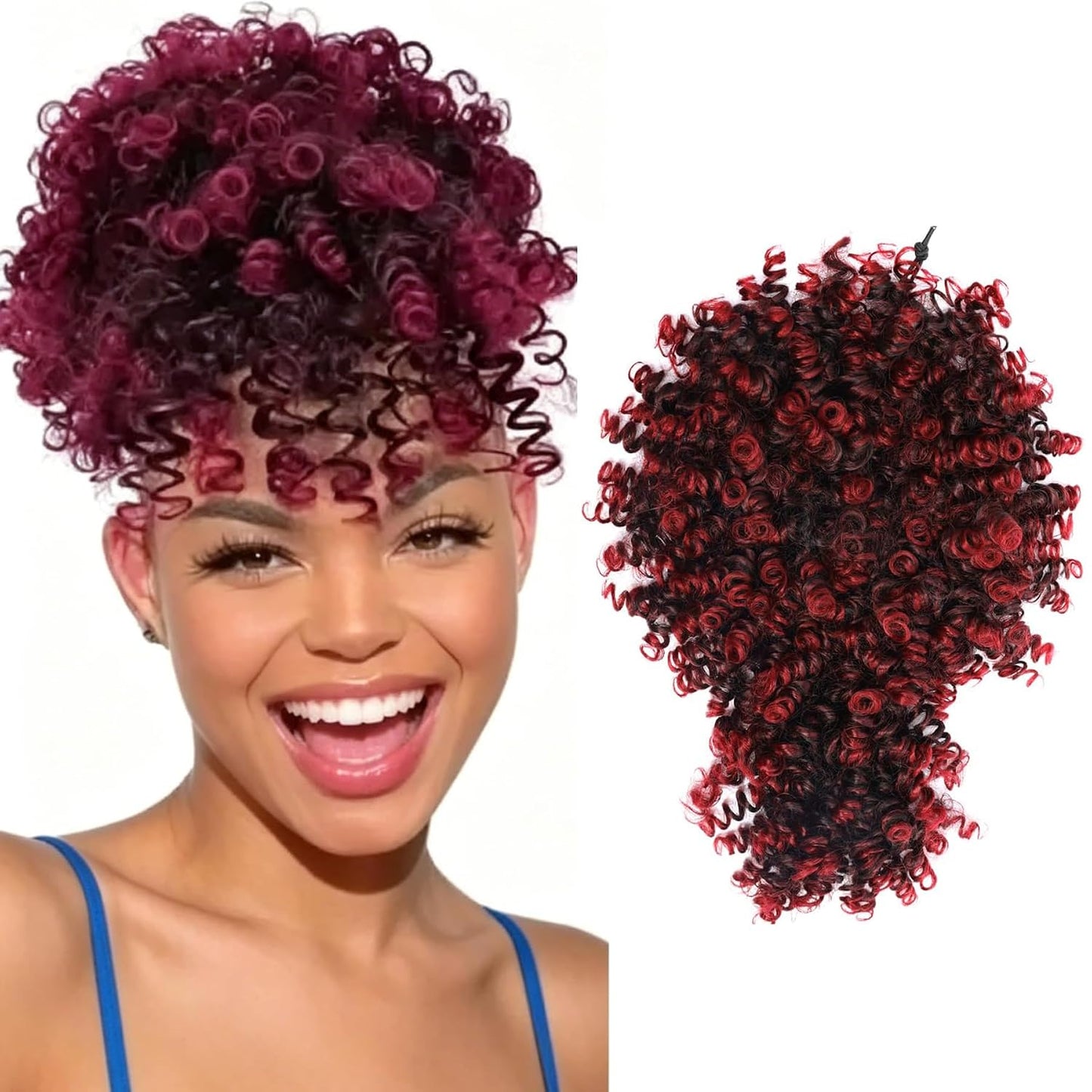 Afro Puff Drawstring Ponytail - Kinky Curly Hair Extension for Black Women | Natural Black, Short 1B Color