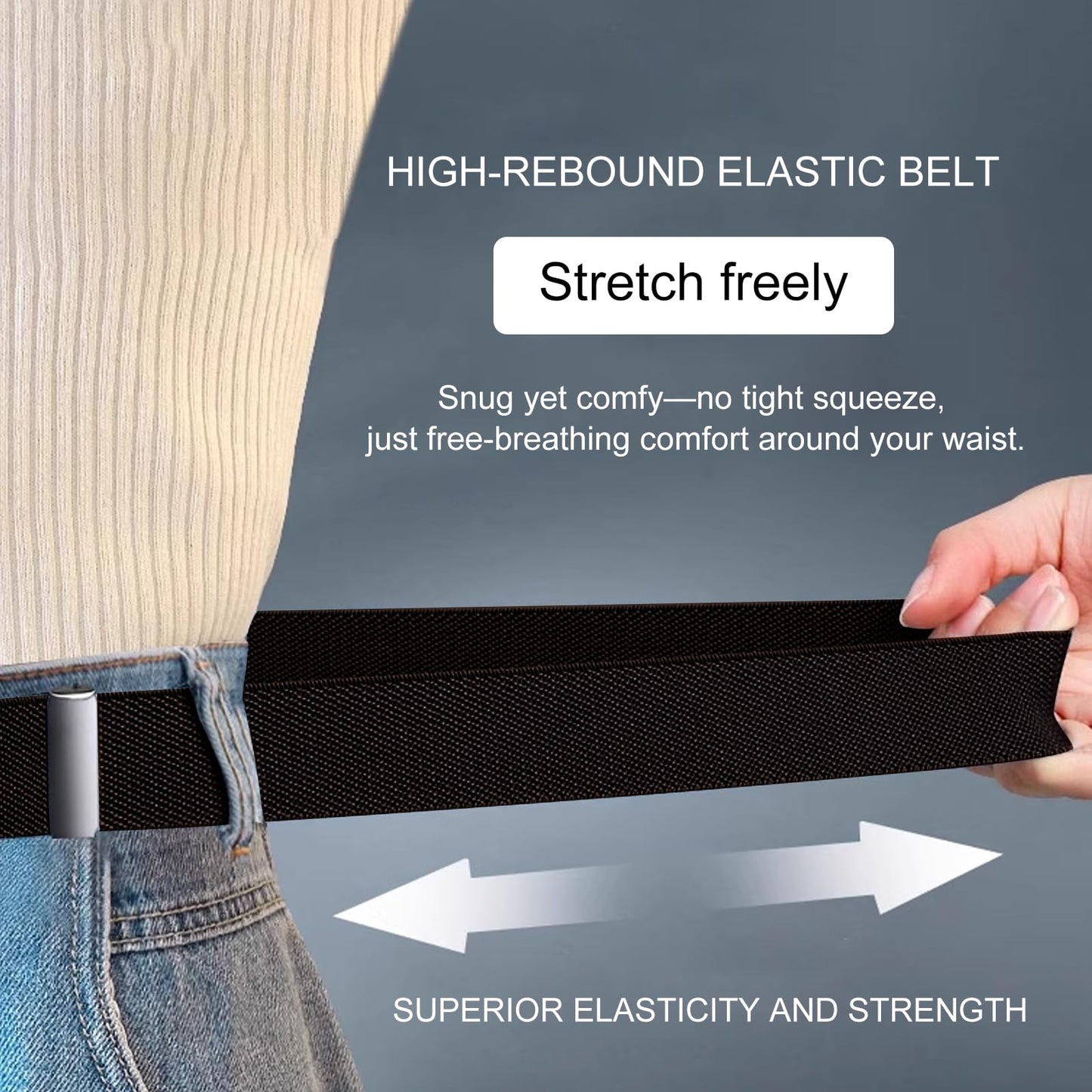 No-Buckle Stretch Invisible Belt for Men and Women – Elastic Belt for Jeans and Pants