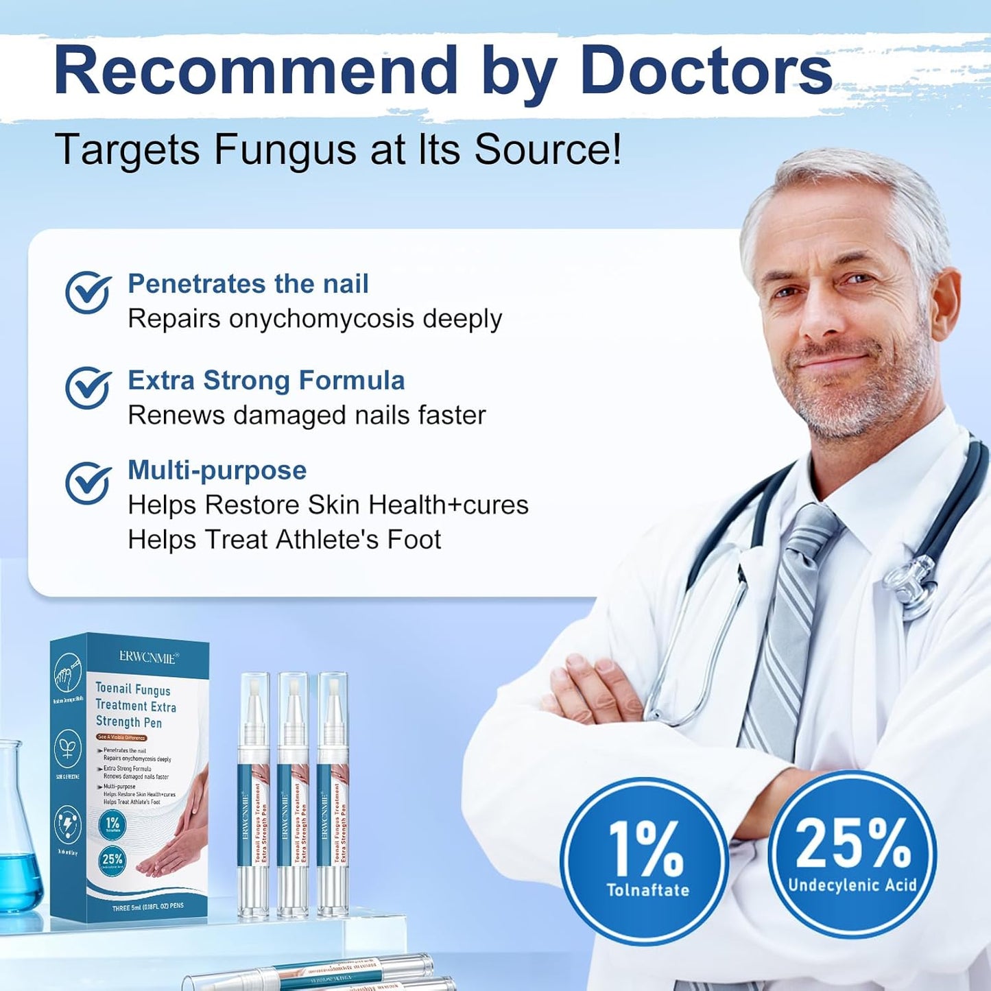 Toenail Fungus Treatment - Extra Strength Fungi Nail Pen with 25% Undecylenic Acid | 6 Pcs for Yellow, Thick, Brittle Nails