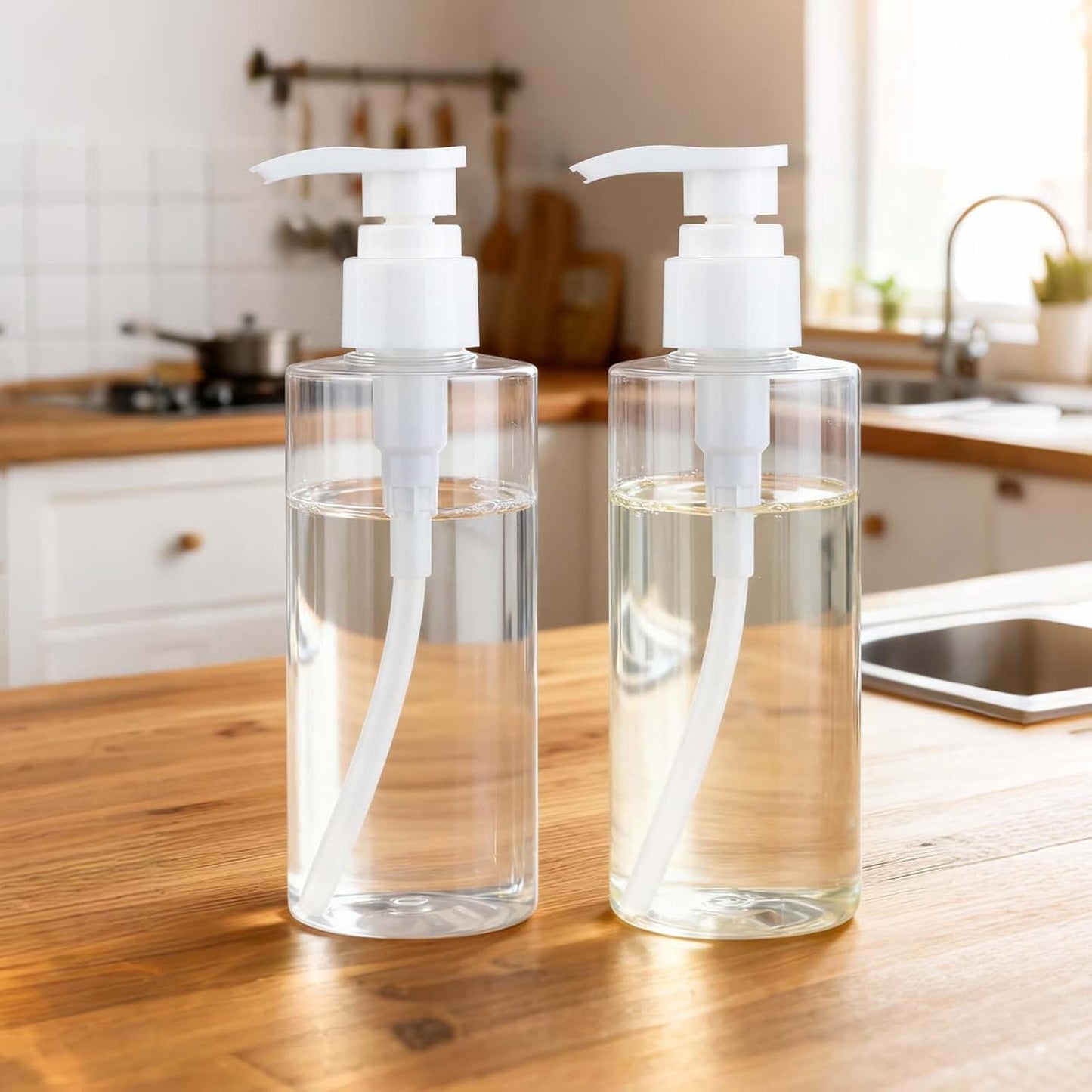 BPA-Free Plastic Pump Bottle Dispenser - Refillable 2-Pack for Shampoo, Lotion & Body Wash | Clear Cylindrical Design