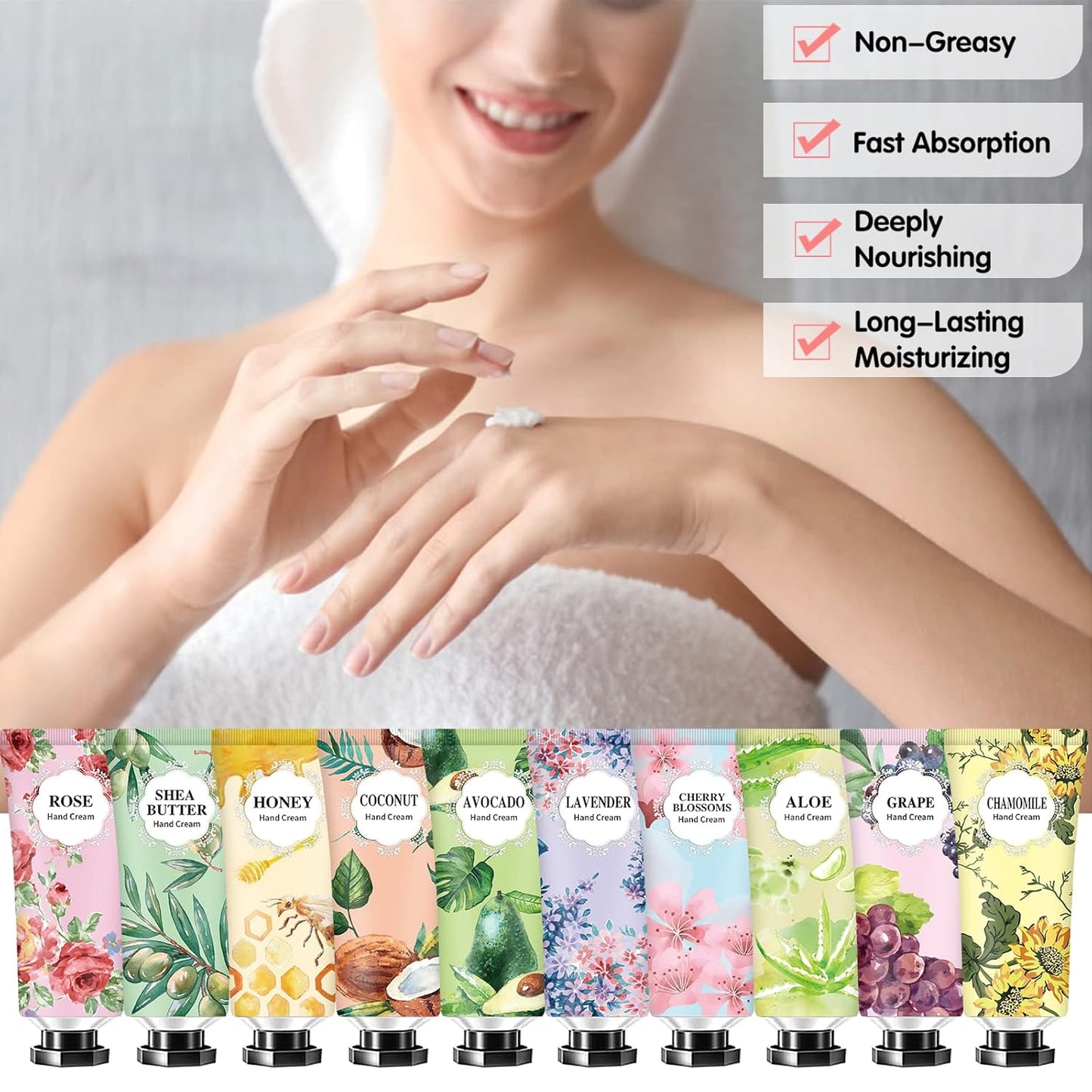 Hand Cream Gift Set - 74 Pack Natural Plant Lotion for Dry Cracked Hands | Perfect for Women, Mothers Day & Teacher Appreciation