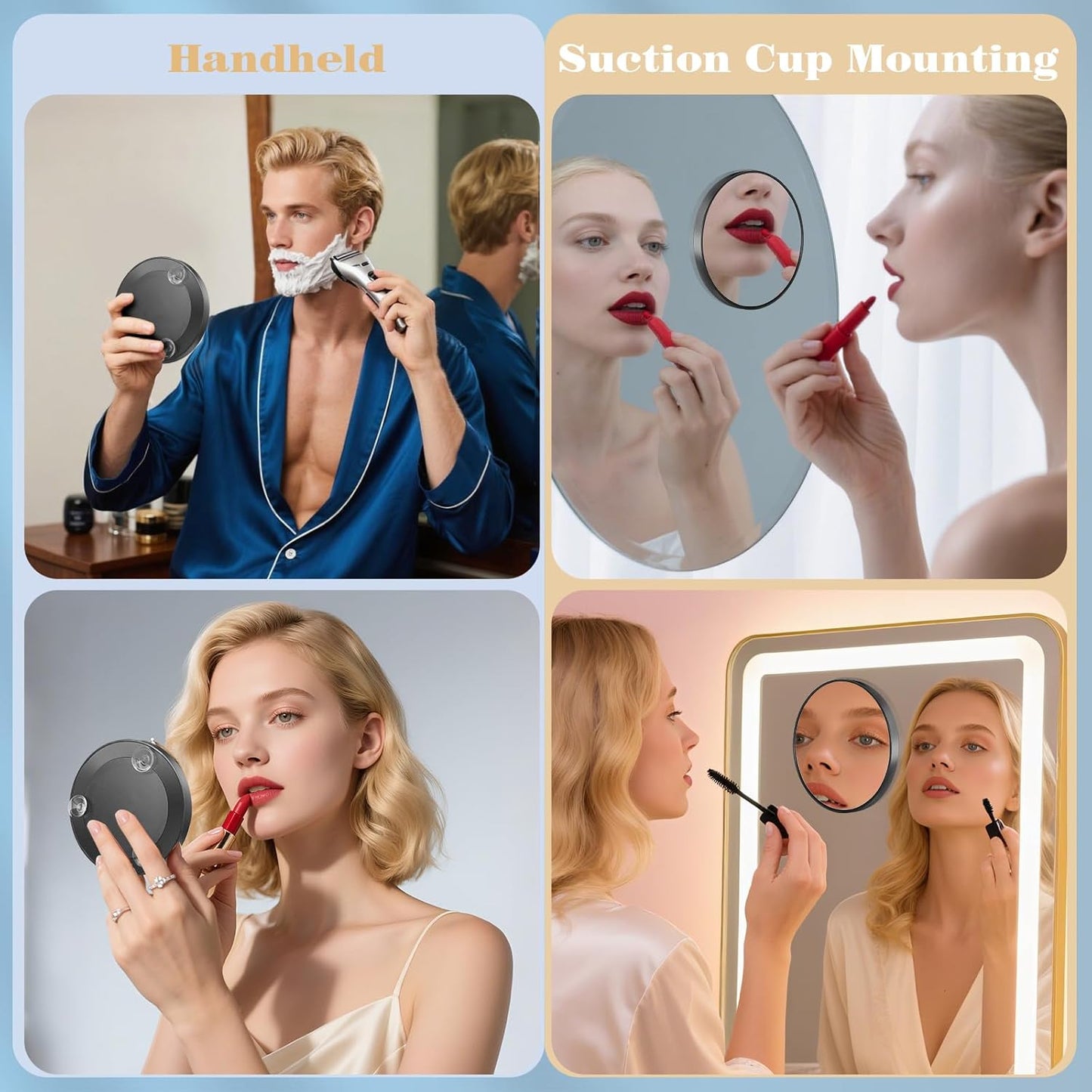 40X Magnifying Mirror - Round Travel Makeup Mirror with 3 Suction Cups | 4.5 Inch High Magnification for Detail Makeup and Shaving