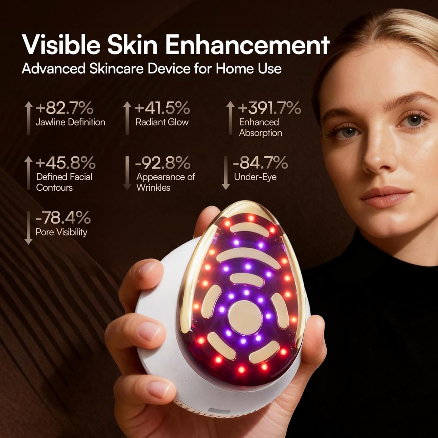 INIA SPHERA 8-in-1 Microcurrent Facial Device - Red Light & Cooling Tool for At-Home Skin Care | 5 Custom Modes