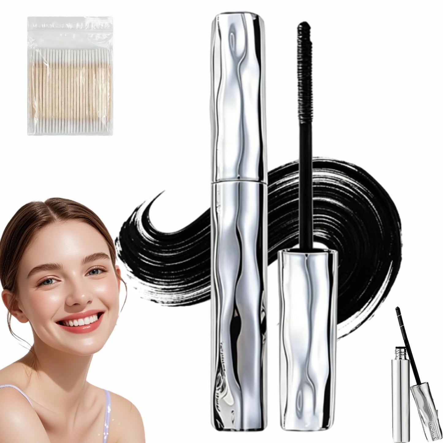 Dulhantocosh Waterproof Fiber Mascara-Volume & Length Without Clumping for Dramatic Moments, Steel Tube Mascara Wand, Curling Eyelash Iron Mascara, Natural and Smudge-Proof (1pcs)