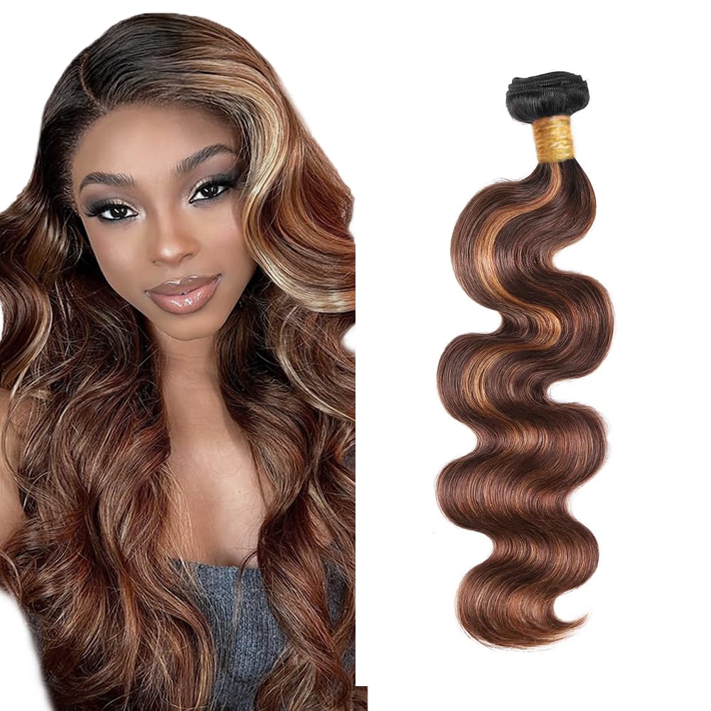Ombre Human Hair Bundles Ombre Bundles Human Hair Highlight Brown Body Wave Bundle p430 Brown Body Wave Bundle LadrXadr 100g 20 Inch
