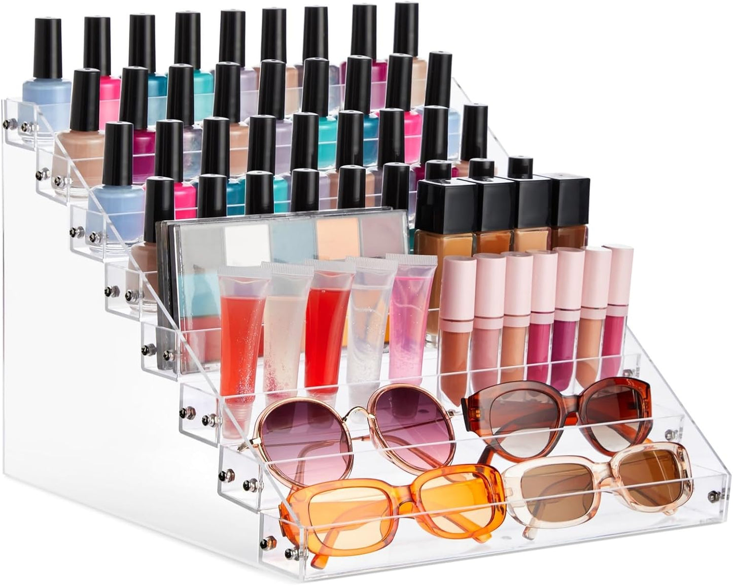 Acrylic Nail Polish Rack - 8-Tier 96-Bottle Organizer for Essential Oils & Paint Storage | 12.75 x 12.5 x 9.25 in