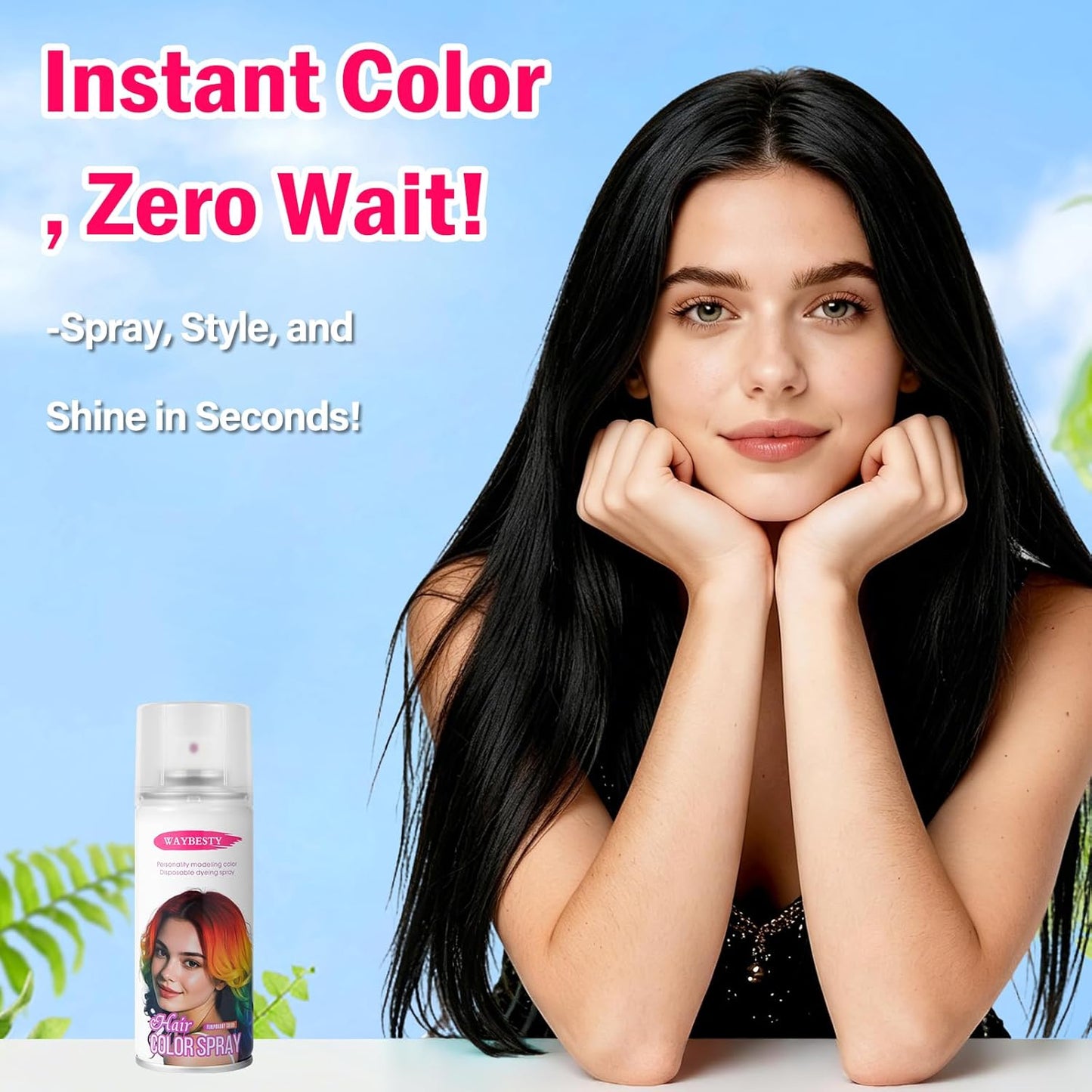 Temporary Black Hair Color Spray - Washable One-Day Dye for Kids, Women & Men | Ideal for Cosplay & Parties (120ml)