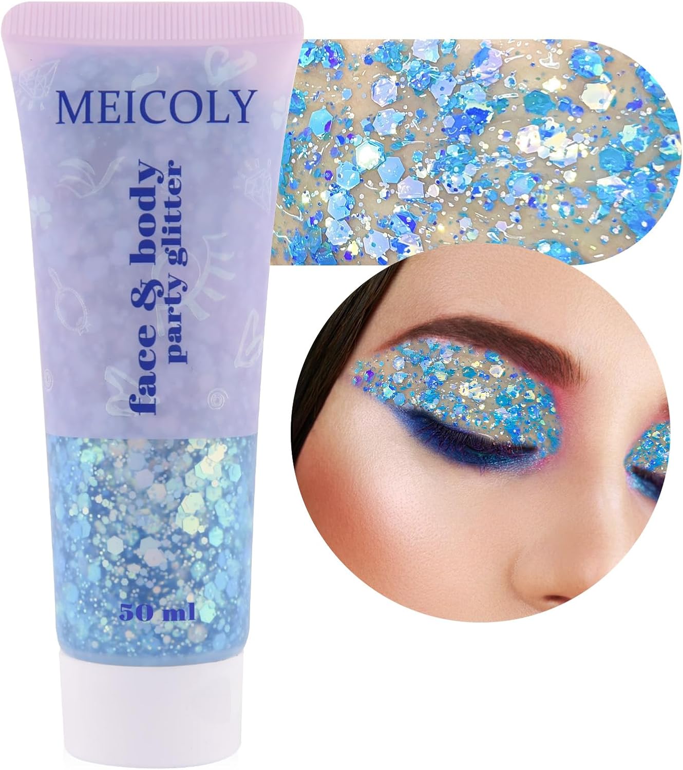 Red White and Blue Face Glitter - Patriotic Star Hair Glitter for Kids | 4th of July Accessories