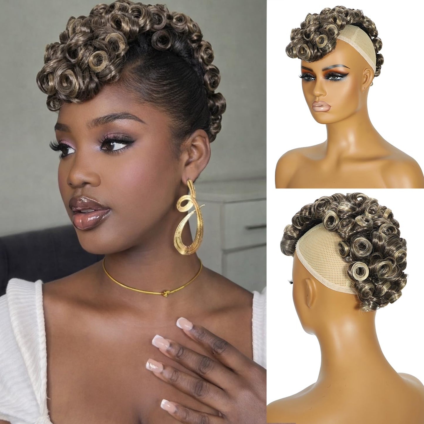Afro Puff Drawstring Ponytail - Kinky Curly Synthetic Hair Extension for Black Women | Fluffy Natural Black Updo 1B