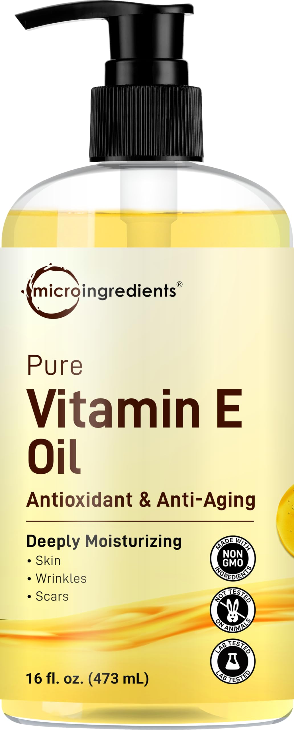 Micro Ingredients Bulk Size Pure Vitamin E Oil 40,000 IU, 16oz – Deep Moisturizing Skin, Face & Hair Oil for Dry Skin, Scars & Stretch Marks* – Fragrance-Free, Non-GMO, Cruelty-Free