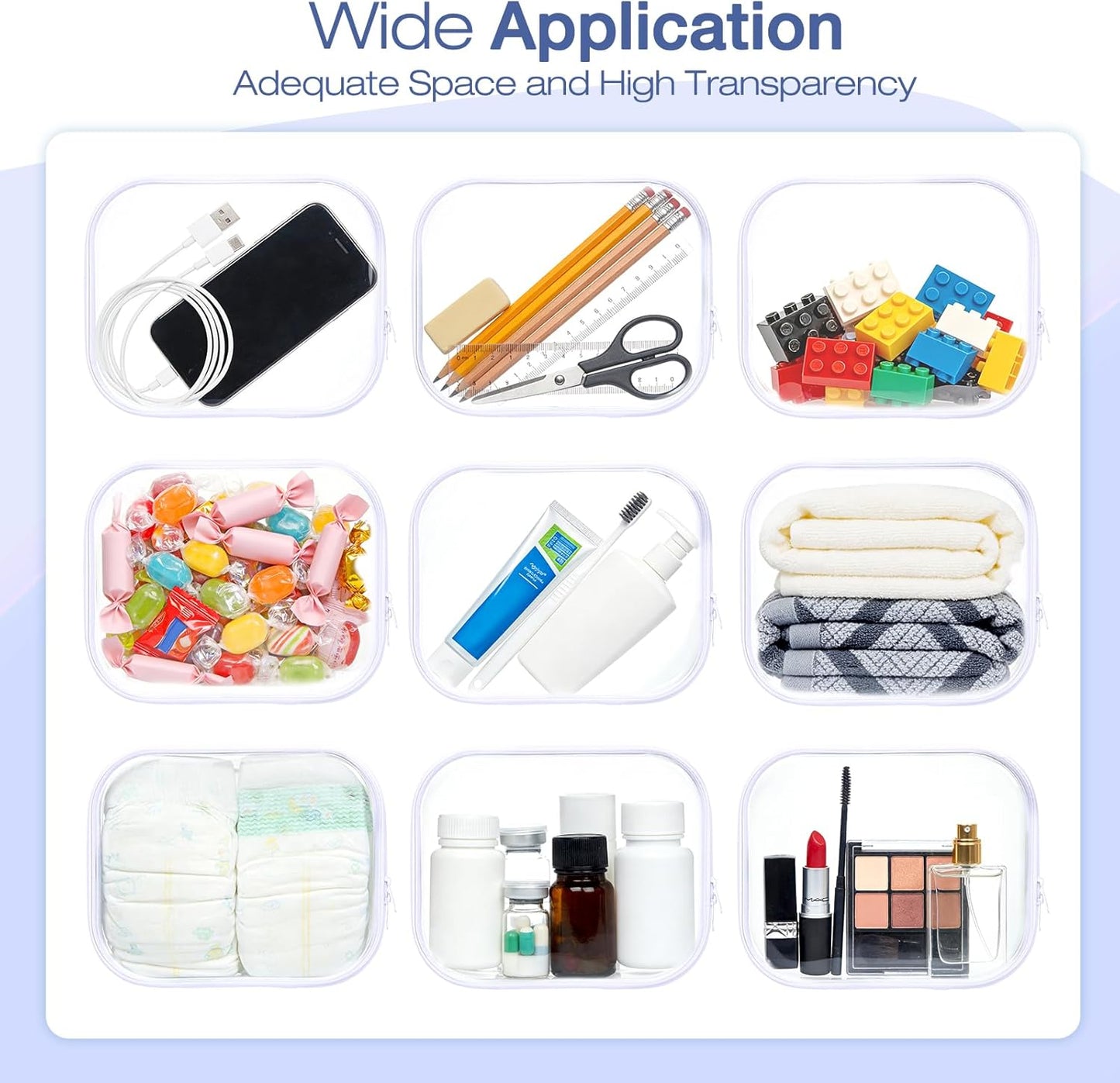 Clear Hard Shell Zipper Case - 4 Pack Diaper Bag Organizer Pouches | Waterproof Travel Toiletry & Makeup Bags