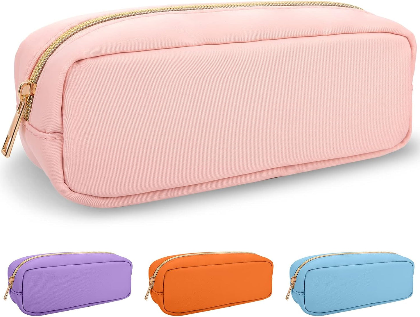 Floral Makeup Bag - Cute Pink Nylon Zipper Pouch for Travel | Waterproof Cosmetic Organizer for Women