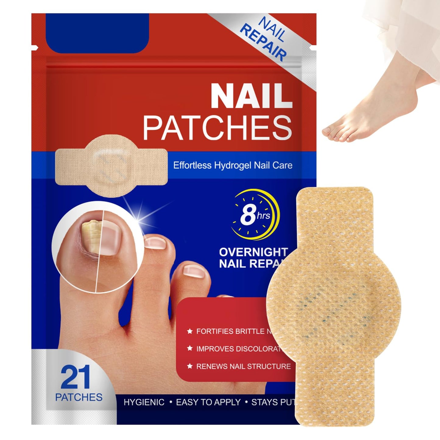 Extra Strength Toenail Treatment - Overnight Nail Patches for Damaged Nails | 42 Pcs