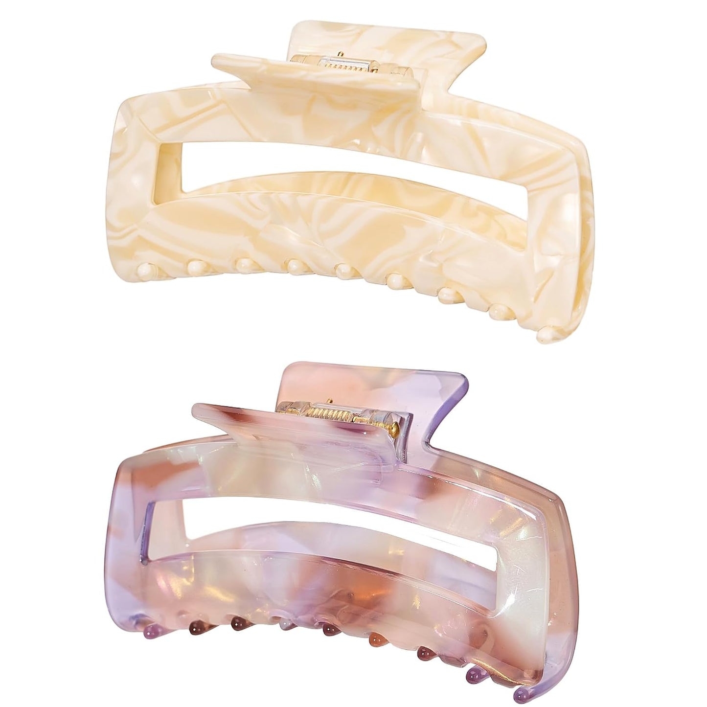Acetate Hair Claw Clips - Stylish Medium Banana Clip Set for All Hair Types | French Design (2 Pack)