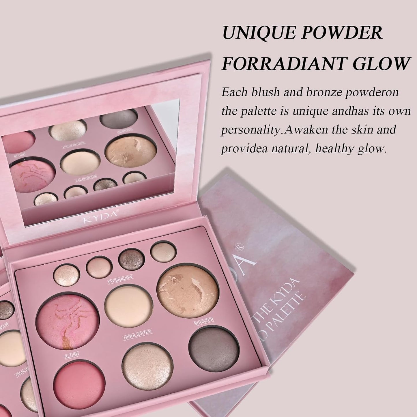 Baked Makeup Palette - Bronzer, Highlighter, Blush & Eyeshadow | Highly Pigmented Travel Compact Gift for Women