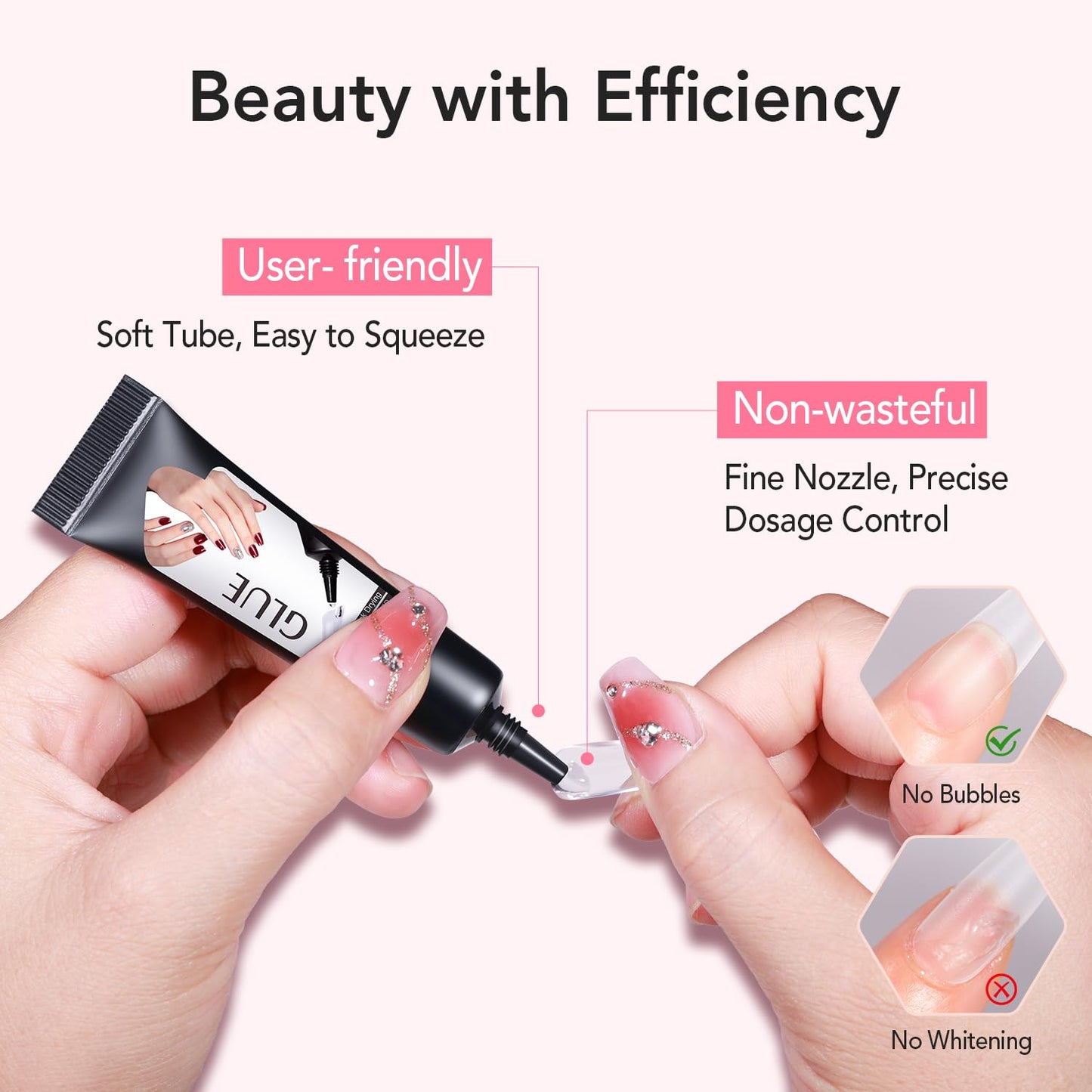 Quick Drying Semi Solid Nail Glue - 10g with 10ml Remover for Press-On Tips | Long Lasting Acrylic Nails Kit