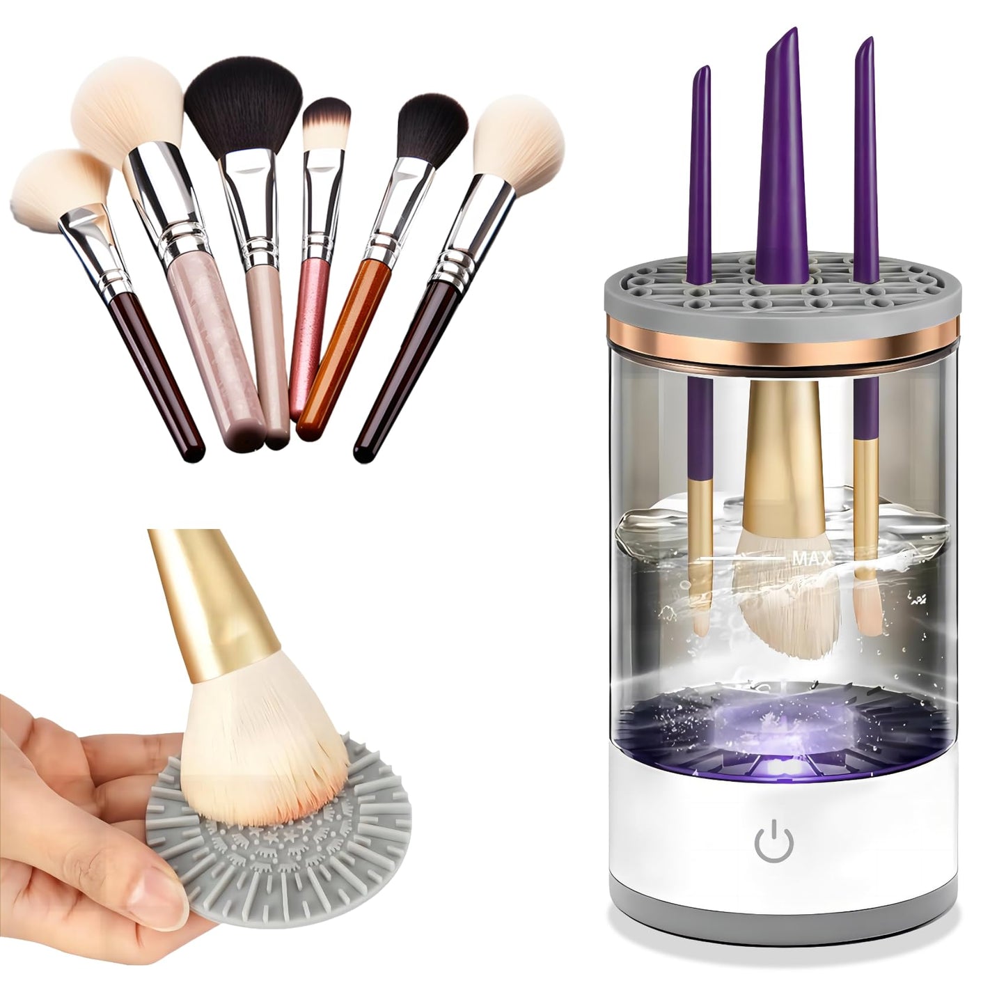 Electric Makeup Brush Cleaner - Portable Compact Design for Travel Home Use - Professional Makeup Brush Cleaning Machine - Automatic Makeup Brush Cleaner (Extra small)