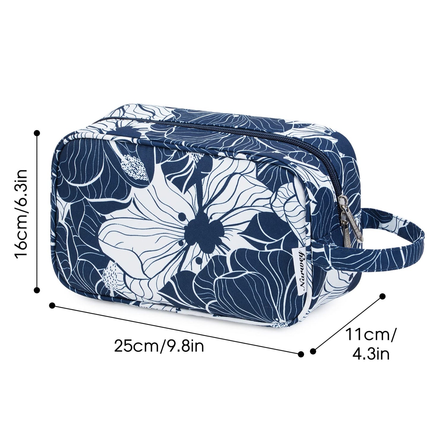 Narwey Travel Toiletry Bag for Women Traveling Dopp Kit Makeup Bag Organizer for Toiletries Accessories Cosmetics (Blue Lotus)